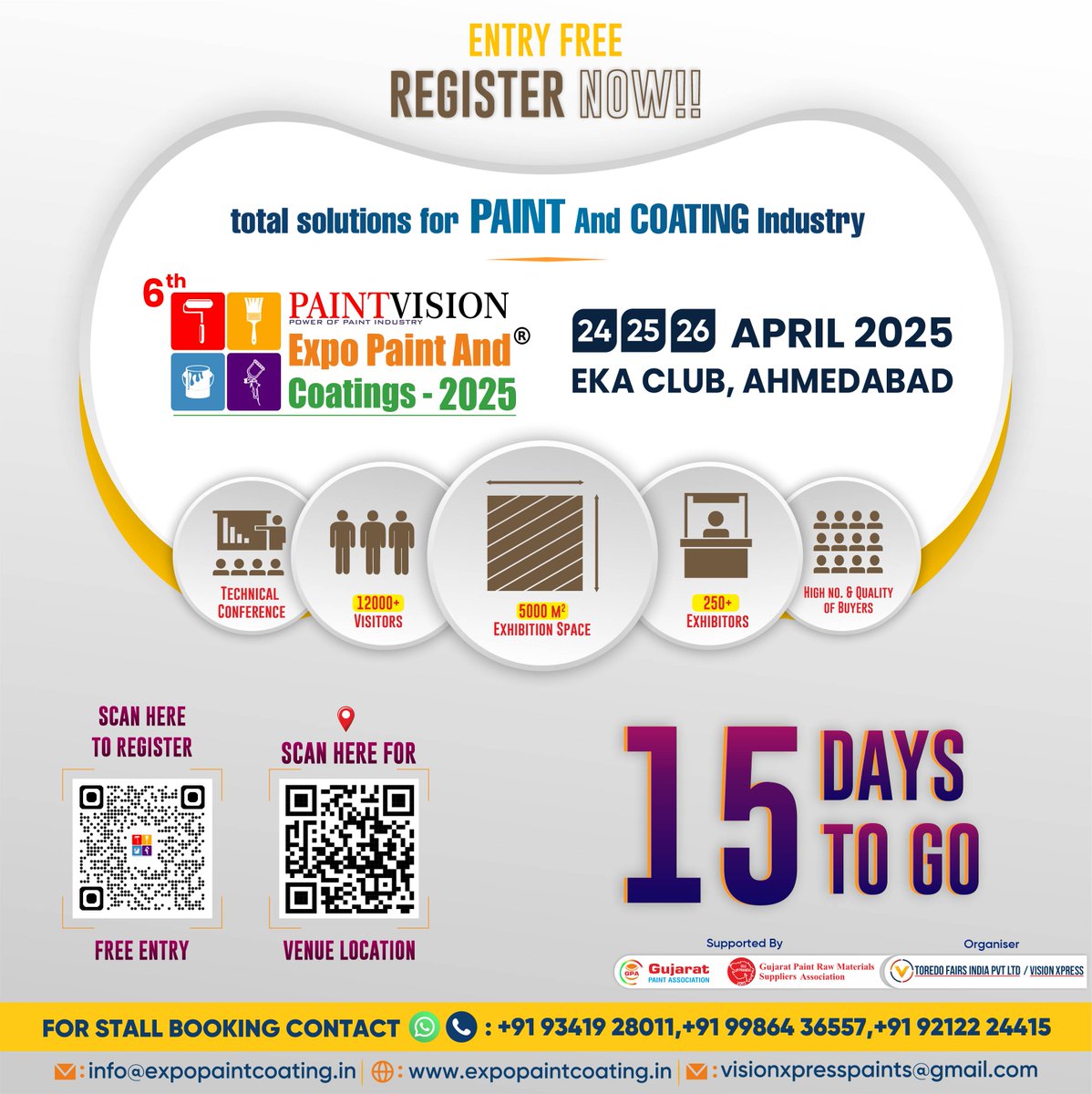 expopaintcoatng's tweet photo. Just 𝟏𝟓 𝗗𝗔𝗬𝗦 to go until the most anticipated event of the year 𝗣𝗮𝗶𝗻𝘁 𝗩𝗶𝘀𝗶𝗼𝗻 𝟲𝘁𝗵 𝗘𝘅𝗽𝗼 𝗣𝗮𝗶𝗻𝘁 &amp; 𝗖𝗼𝗮𝘁𝗶𝗻𝗴𝘀 𝟮𝟬𝟮𝟱!
https://t.co/chTTuwViyr
#paintandcoatingexpo2025 #InnovationInColor #ExpoCountdown #IndustryTrends #NetworkingOpportunity #epc2025 https://t.co/OfHHzeOmCN