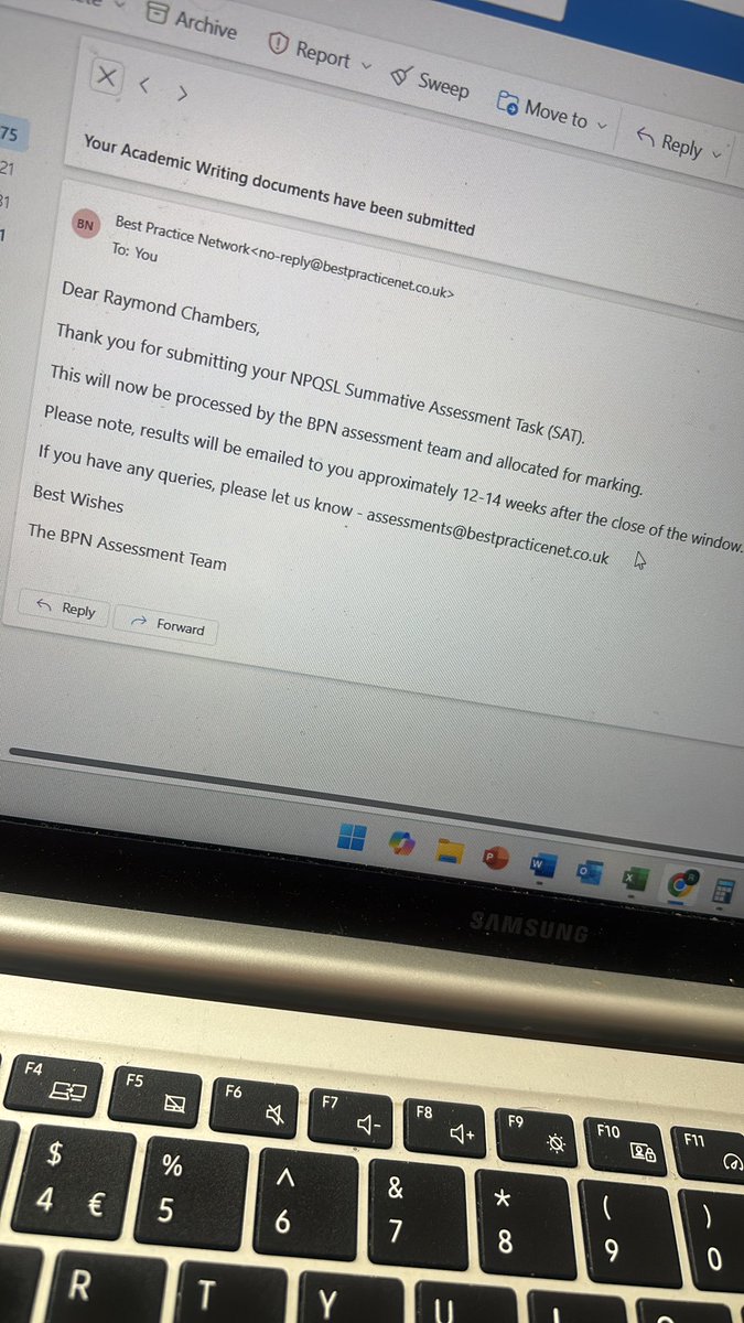 Incredibly relieved to have submitted my NPQSL assignment! I have a leadership team that value me and gave me an opportunity. They believed I could balance this on top of my job, thank you for that! Now we wait! 18 months… 

#teaching #edchat