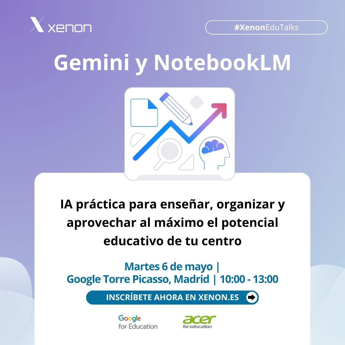 ¿Tu centro se está beneficiando de la IA? En la sesión #XenonEduTalks del 6 de mayo en Google España (Madrid) te enseñamos cómo aplicarla para que puedas:

✔️ Tomar decisiones estratégicas.
✔️ Liberar el potencial del profesorado y alumnado.

🔗 Más info: xenon.es/edu-talks-gemi…