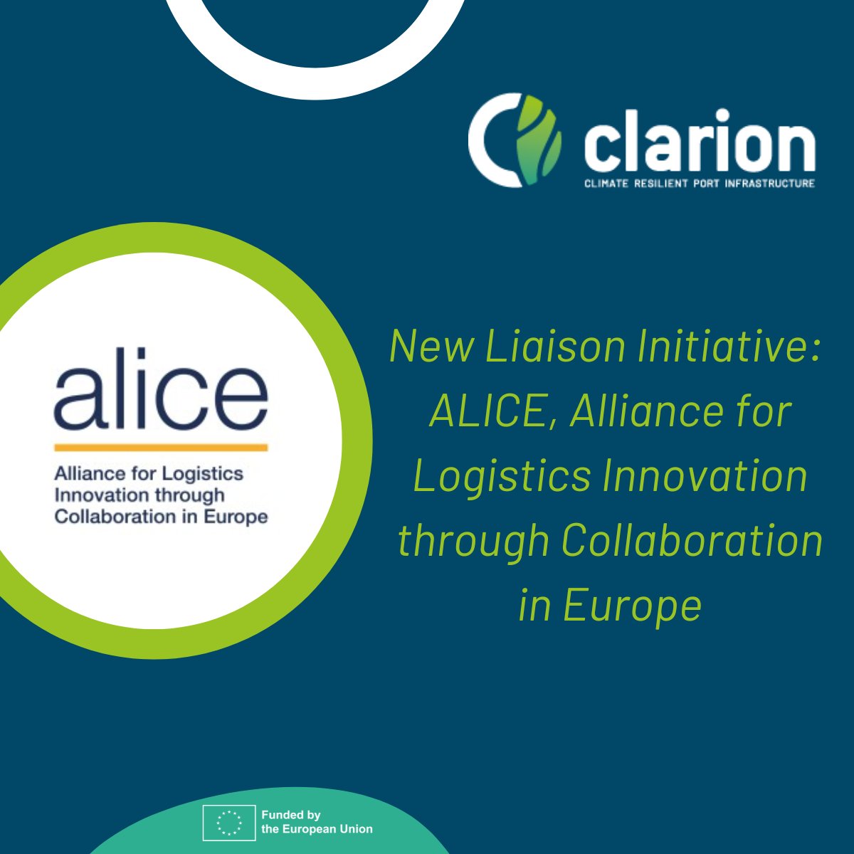 🤝 We are pleased to share  #CLARION is joining forces with #ALICE ETP (Alliance for Logistics Innovation through Collaboration in 🇪🇺) through its Liaison Initiative supporting the project in amplifying its market impact by engaging with logistics and supply chain stakeholders.