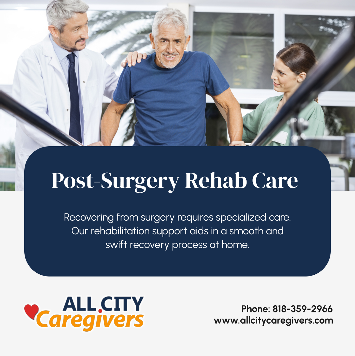 AllCityCareGive's tweet image. Transitioning home after surgery can be challenging, but we’re here to help. All City Caregivers provides rehabilitation care to ensure a smooth recovery in the comfort of your own home. Let us assist you on your journey to wellness.

#HomeCareServices #SimiValleyCA #RehabCare