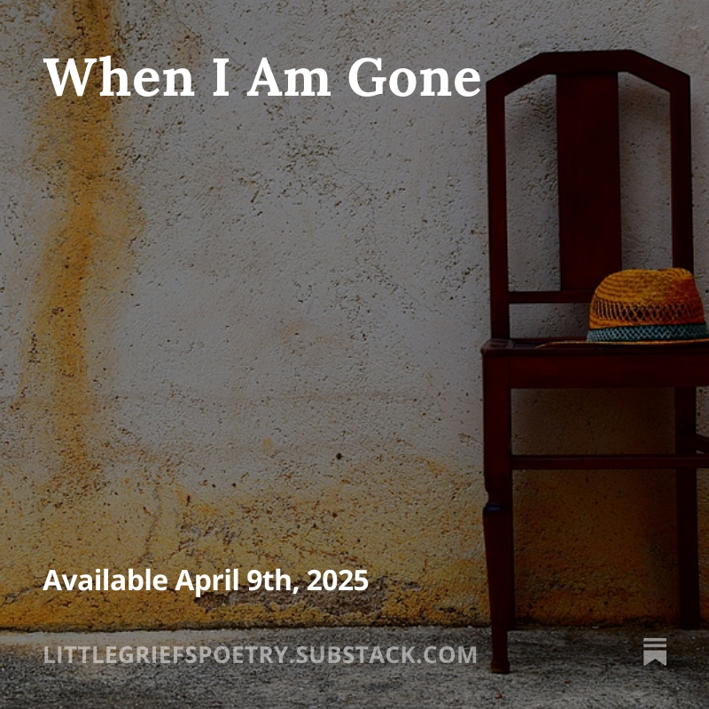 My new poem, 'When I Am Gone' - coming soon to Substack.

Please consider #subscribing for free or with a modest paid subscription to support my work👇
littlegriefspoetry.substack.com

🙏

#Poetry #Poem #Struggle #Regret #Reflection