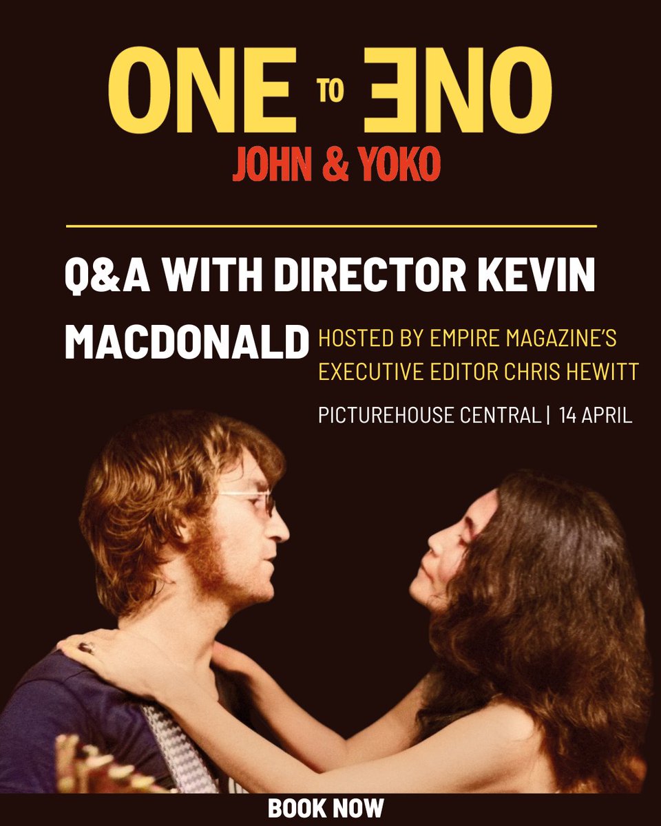 CentralPictureH's tweet photo. We're so excited to welcome director Kevin Macdonald to Central on Monday to present a Q&amp;A screening of One to One: John &amp; Yoko, hosted by @empiremagazine's @ChrisHewitt!

📅 Mon 14 April
⏰ 19.00
🎟️ Book now via the @picturehouses website https://t.co/WbwknbOJAV