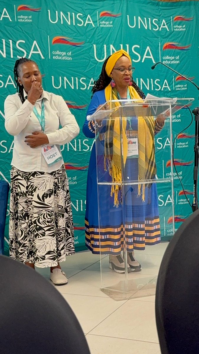 DWYPD_ZA's tweet photo. Deputy Minister @msletsike presented a keynote address at @unisa's College of Inclusive Education in honor of World Autism Awareness Month. The seminar focused on the challenges faced by the autism community as well as the progress made in this area. https://t.co/cQNnos1FiD