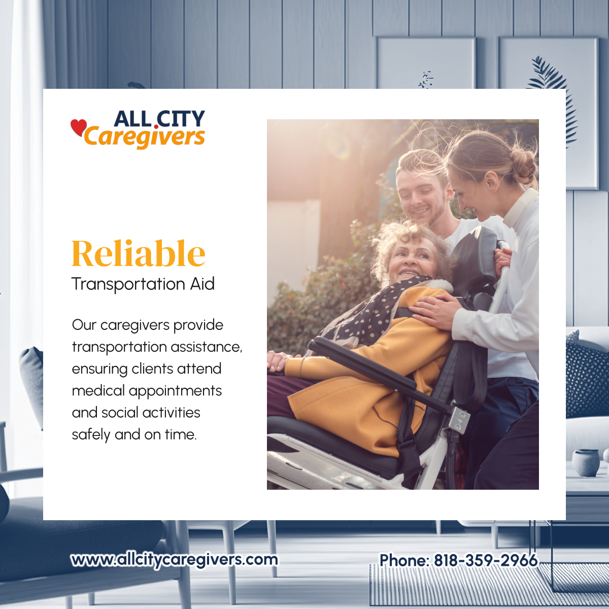 AllCityCareGive's tweet image. Mobility shouldn't be a barrier to health and happiness. All City Caregivers offers reliable transportation assistance, helping your loved ones reach medical appointments and social events safely. Connect with us to learn more about our services. 

#HomeCareServices #SimiValleyCA