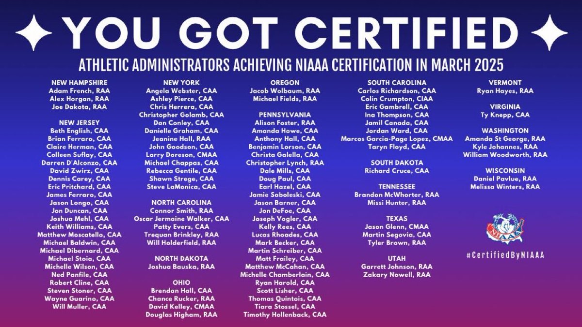 Ed Gilroy (@gilroye_ad) on Twitter photo Congratulations <a href="/PattyEvers/">Patty Evers</a> <a href="/OscarJWalker/">Oscar Jermaine Walker</a> on your CAA certification. <a href="/NCADA1970/">NCADA</a> Congratulations <a href="/PattyEvers/">Patty Evers</a> <a href="/OscarJWalker/">Oscar Jermaine Walker</a> on your CAA certification. <a href="/NCADA1970/">NCADA</a>
