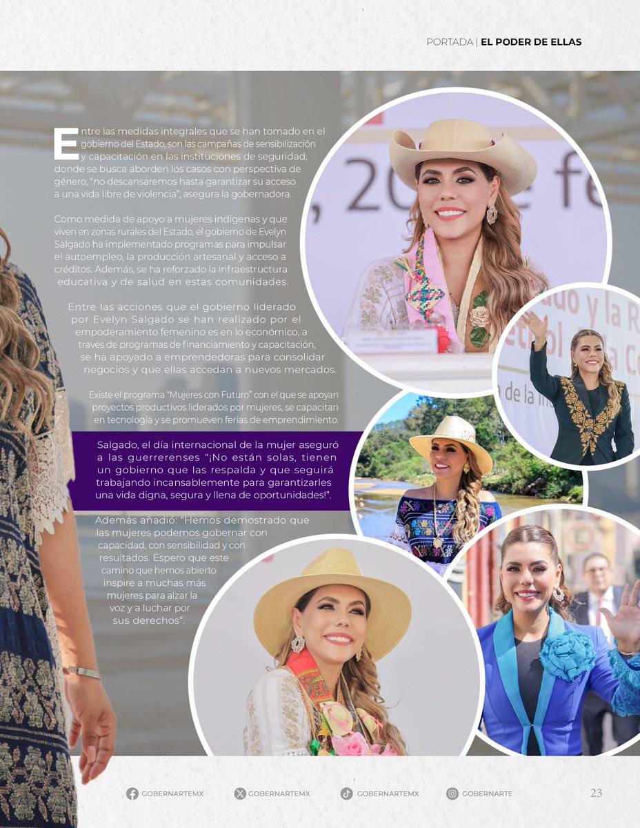 GobernArteSC's tweet photo. “Guerrero: ejemplo nacional violeta” 💜✨
@EvelynSalgadoP está marcando un antes y un después como la primera mujer gobernadora del estado. Con más de 3 años al frente, impulsa una transformación profunda con enfoque de género, justicia social y desarrollo para todas. 👩‍⚖️🌺

Con programas como el Protocolo Violeta, apoyos a emprendedoras, inversión en seguridad con perspectiva de género y acciones para erradicar la violencia, Guerrero se consolida como referente nacional en políticas públicas para las mujeres. ⚖️🚨👩‍💼

“¡No están solas!”, asegura la mandataria a las guerrerenses. Su gobierno trabaja día a día para que mujeres y niñas vivan una vida libre de violencia, con acceso a la justicia, bienestar y nuevas oportunidades. 🛡️👧🏽🌈

Guerrero avanza con fuerza femenina al mando.
¡Juntas tejemos un estado más justo, digno y seguro para todas! 💪♀️

¡No te pierdas el reportaje completo!
Descarga tu copia gratuita y sé parte del cambio hoy mismo 📲
https://t.co/0hxDWzXSVN

#GobernArteReview #ElPoderDeEllas #GuerreroVioleta #EvelynSalgado #MujeresAlMando #LiderazgoFemenino #SeguridadConPerspectivaDeGénero #EmpoderamientoFemenino #RevistaPolítica #DescargaGratis