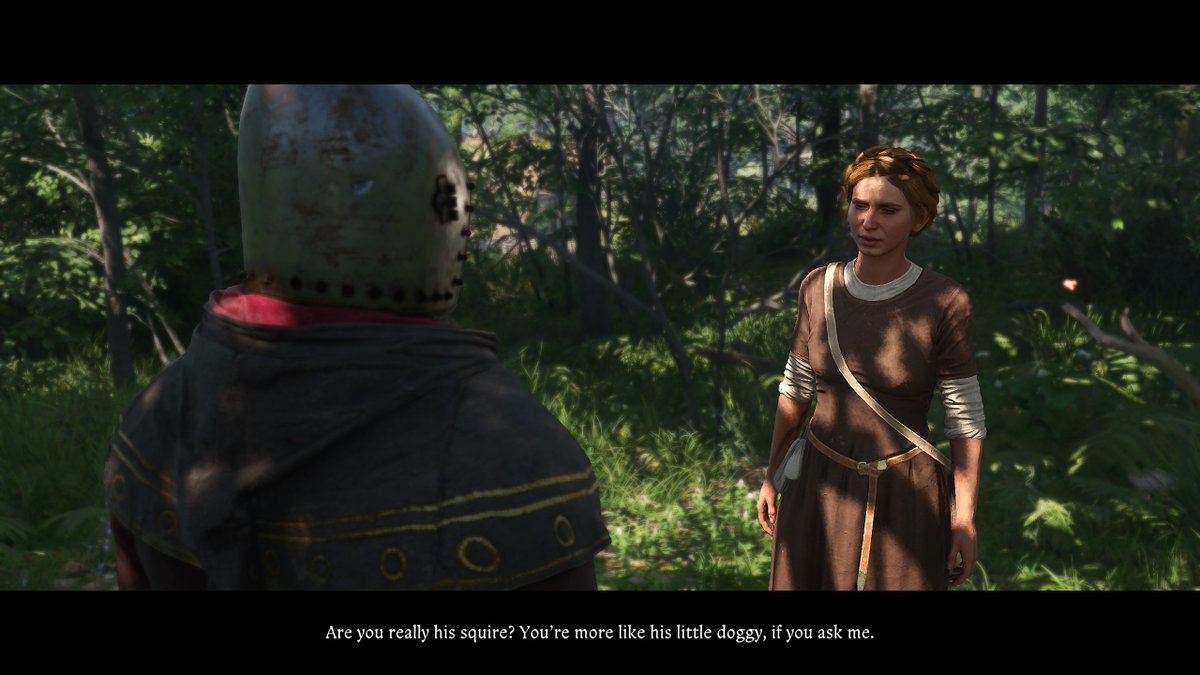 SibylAn66589856's tweet photo. Henry has been Sir Hans' dog from their first hunting(I prefer to call it their first date).
Klara: Are you really his squire, you are more like his little doggy!🤬
Henry: Yes, I've been Hans Capon's doggy since our first date! 🙂☺️
#hansry #KCD #kcdl https://t.co/v1nrJUfcVc