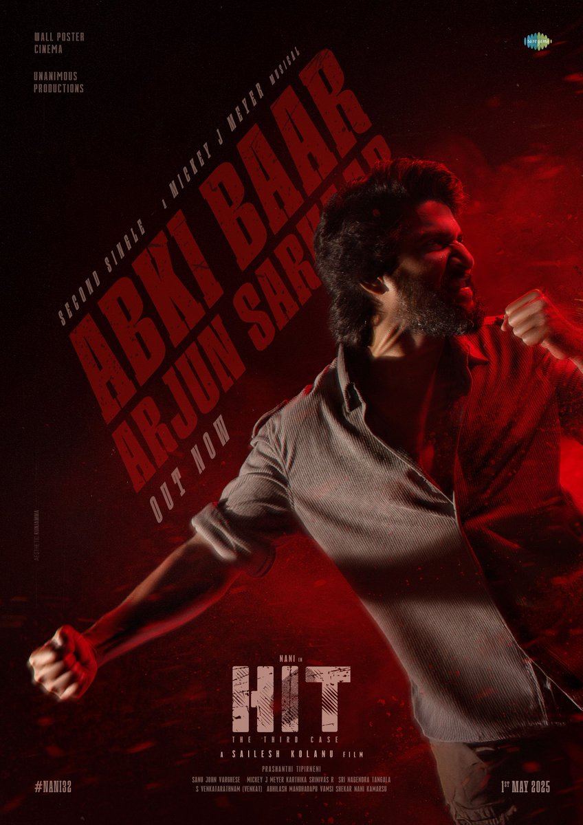 NameisNani's tweet photo. Lil something to start the  heat. 
Fireworks on 14th. 
All hell breaks loose on May 1st. 

#AbKiBaarArjunSarkaar full song is here. 

https://t.co/6URUQmtchs 

#HIT3 https://t.co/z104cXigpE