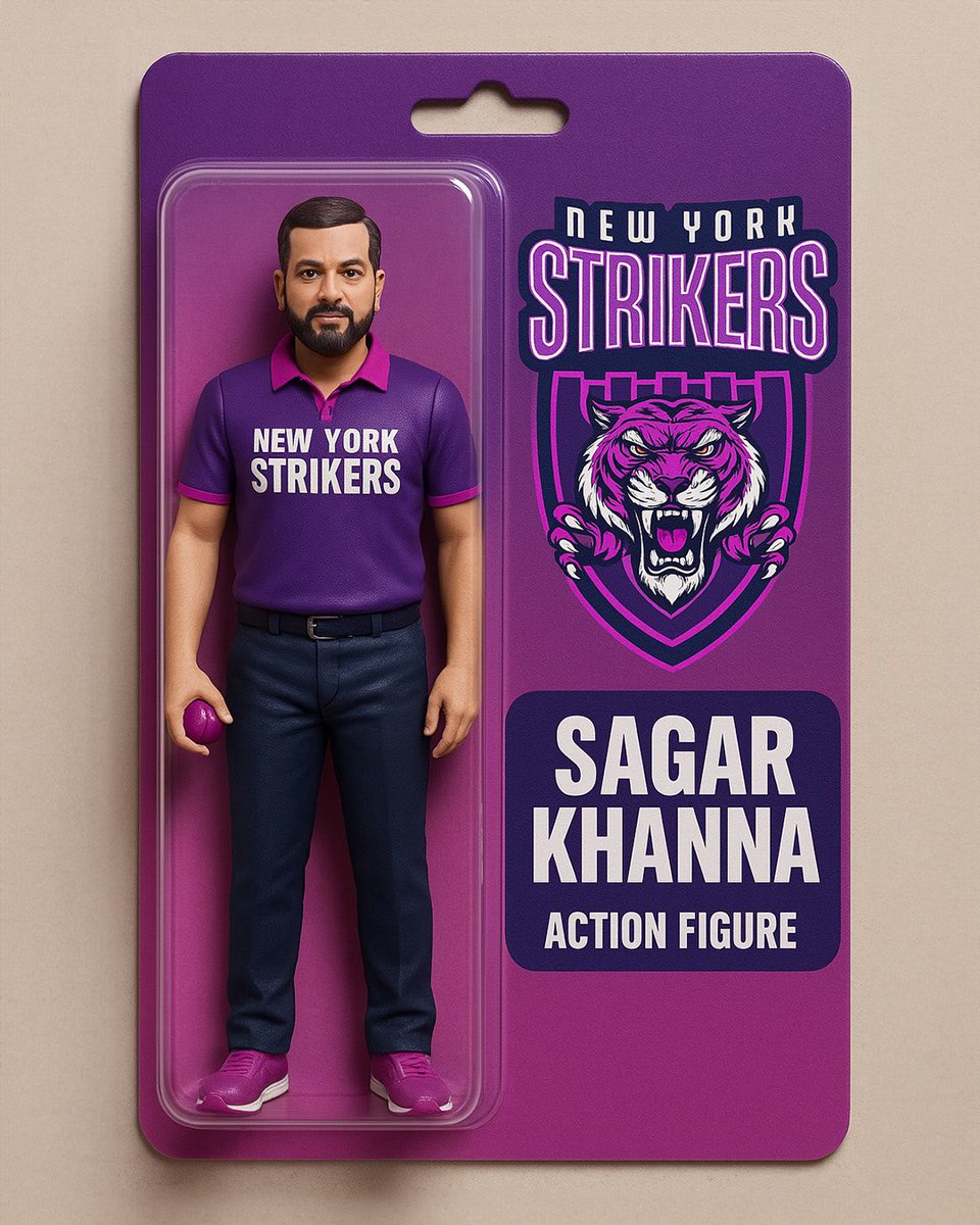 The main character of the Strikers. 🫶

Meet the <a href="/Sagarkhanna999/">Sagar Khanna</a> action figure: vision, style, and power-packed 🔥💜

#NewYorkStrikers #ColomboStrikers #Strikers #StrikeFearlessly #StrikeToConquer