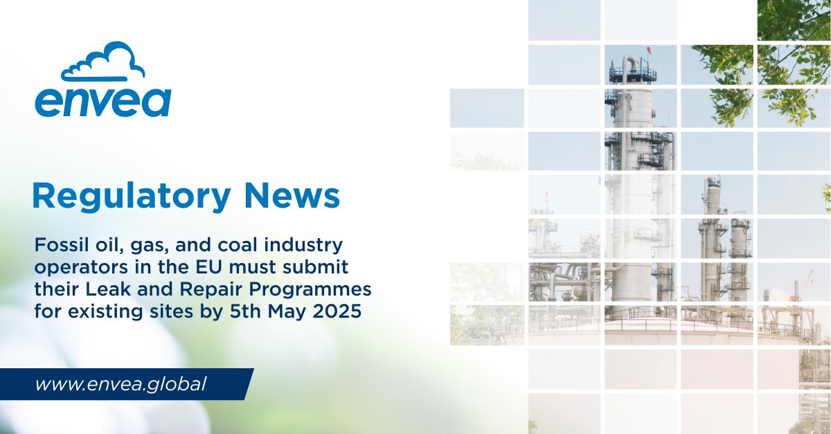 The first Methane Regulation deadline is coming up! Are you ready?

Fossil oil, gas, and coal industry operators in the EU must submit their Leak Detection and Repair Programmes for existing sites by 5th May 2025.

Learn more here: envea.global/industries/pow…