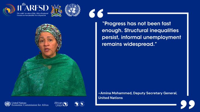 AfricanBizMag's tweet photo. Deputy Secretary-General of the United Nations @AminaJMohammed says progress has to be made in the areas of structural inequalities and unemployment.

#ARFSD11 #SDGs #SustainableDevelopment #Agenda2063

@ECA_OFFICIAL https://t.co/4DRF6SH1hb