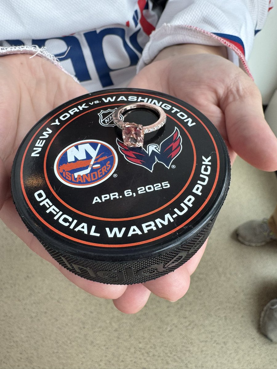 Morgz88's tweet photo. @NHL Section 112. And immediately after the ceremony, I got engaged https://t.co/7qJ9rAvYOd