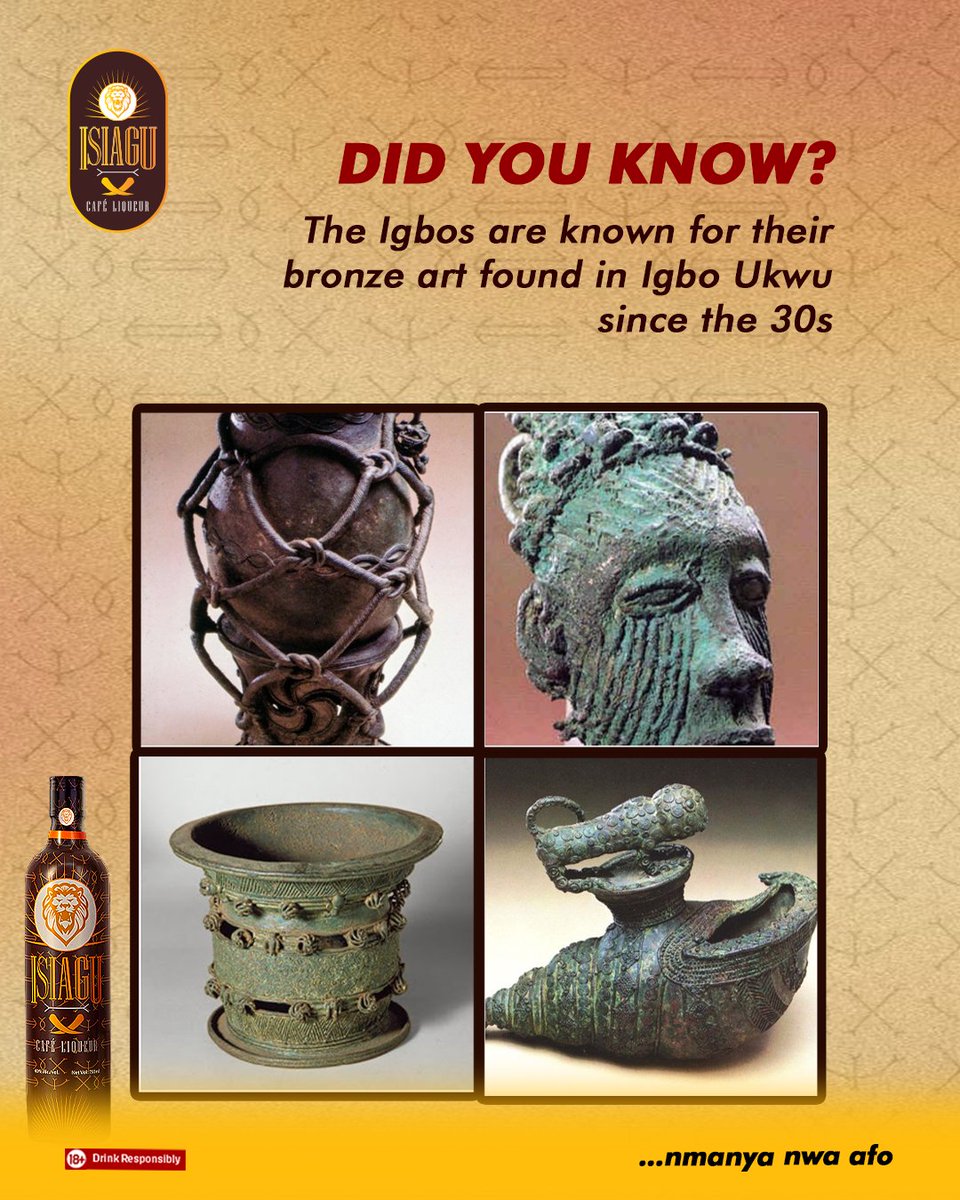 isiaguliqueur's tweet photo. Long before the world took notice, the Igbos were already crafting timeless treasures. The Igbo Ukwu bronzes are proof that greatness is in our roots.
#IsiaguCafeLiqueur
#CraftedForTheBrave
#Isiagu https://t.co/z09DR8ZtXB