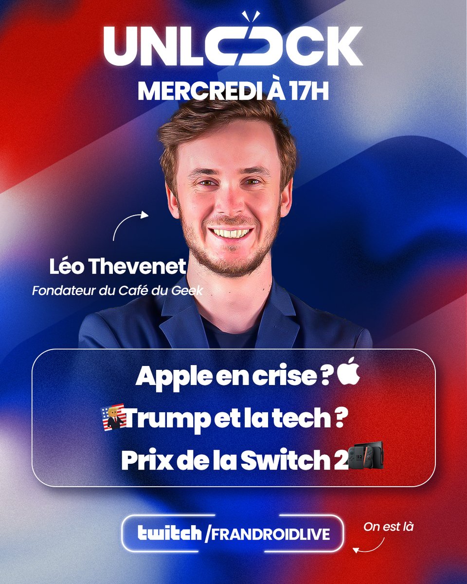 Aujourd’hui dans Unlock, on accueille Léo Thevenet, fondateur de <a href="/LeCafeDuGeek/">Le Café du Geek - LCDG</a> !
Au programme :
- Le déclin d’Apple ?
- LG : OLED vs LCD
- Les smartphones milieu de gamme, que valent-ils en 2025 ?
📅 Rendez-vous à 17h en live sur le Twitch de <a href="/Frandroid/">Frandroid</a> !