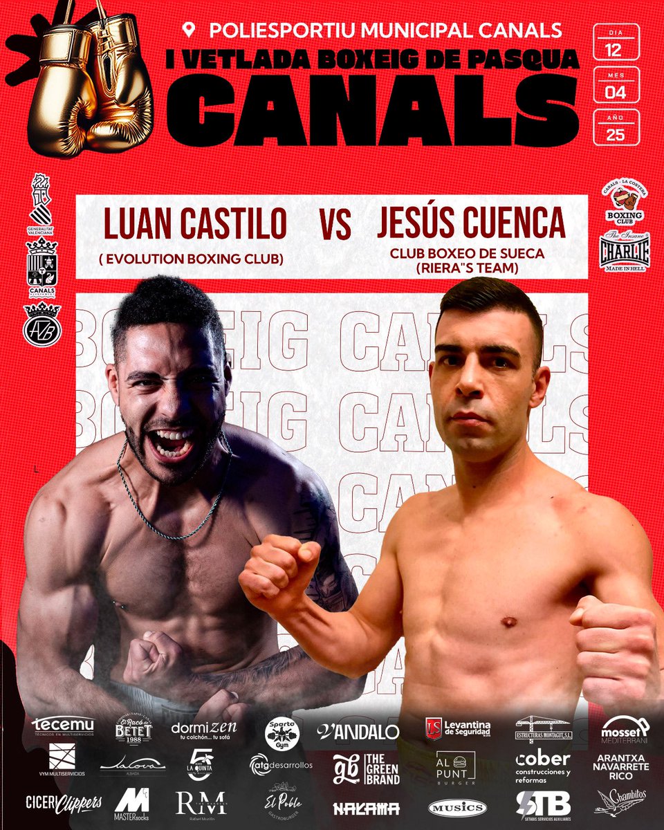 coach_jcuenca's tweet photo. 🥊

Este próximo sábado día 12 Boxearé 🥊 en Canals 🔥. 

Os espero a tod@s! 

@hellgymalginet 
@leourbansport 
@fight.sport.shop 
@mibatido_com 
@xavrosquirowellness 
@ajuntamentcarcaixent 
@rieras_boxing_team 
@luxury.growseeds
@specialcars_sl 
@ivanet_cachet https://t.co/kXJYjXuV3H