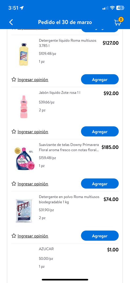 guapocalipsis's tweet photo. @unna_chilanga En tickets pasados de walmart veo cuando cuestan ahora los productos y si suben en cuestión ya no digas de meses, de días. https://t.co/ijKzt23uvW