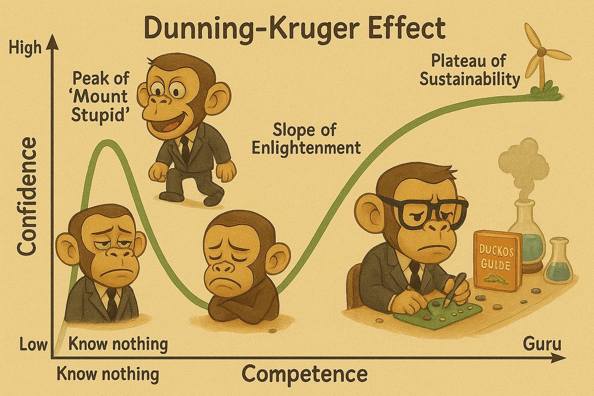 explaining  Dunning-Kruger effect, bored ape style.