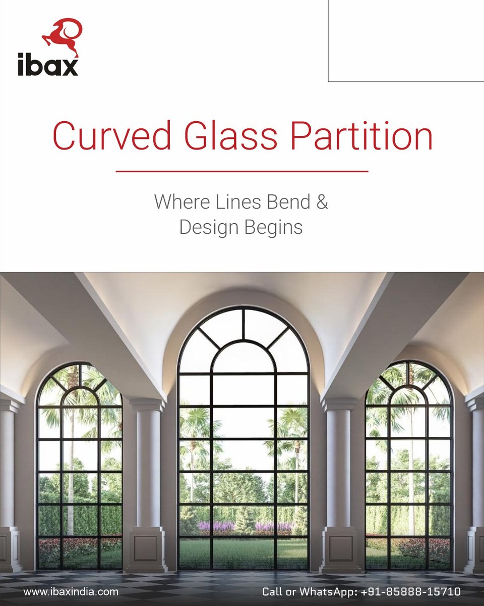 ibaxindia's tweet photo. Where Lines Bend &amp; Design Begins – Ibax Curved Glass Partition
Redefining spaces with fluid elegance and architectural brilliance.
.
.
.
.
#Ibax #CurvedGlassPartition #InteriorInspiration #ModernArchitecture #SpaceRedefined #GlassDesign #ElegantInteriors #SeamlessSpaces https://t.co/MBem50r1yJ