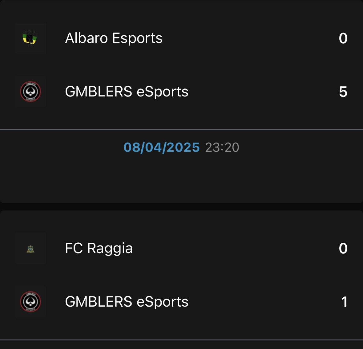 TASTO STOP ⏹️

<a href="/VPGItaly/">Virtual Pro Gaming Italy 🇮🇹</a> 
🆚 @FCRaggia 
✅ 1-0 

<a href="/VPGSanMarino/">Virtual Pro Gaming San Marino 🇸🇲</a> 
🆚 Albaro Esport
✅ 5-0 

Esordio perfetto in <a href="/VPGSanMarino/">Virtual Pro Gaming San Marino 🇸🇲</a> 
e continuiamo a vincere e correre verso la promozione al esordio per noi in <a href="/VPGItaly/">Virtual Pro Gaming Italy 🇮🇹</a> 
Continuiamo così <a href="/GMBLERS_/">GMBLERS ESPORTS</a> ⚫️🔴