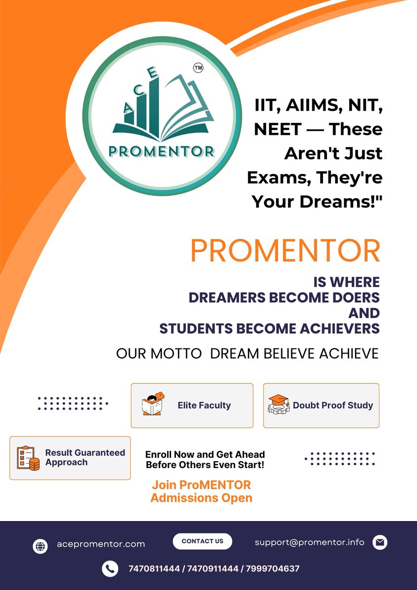 ACEPROMENTOR's tweet image. #IITJEE #NEET #MATHS #PHYSICS #CHEMISTRY #BIOLOGY #cbse #ICSE #PROMENTOR #mentor #tutor #engeenering #Medical #Twitter