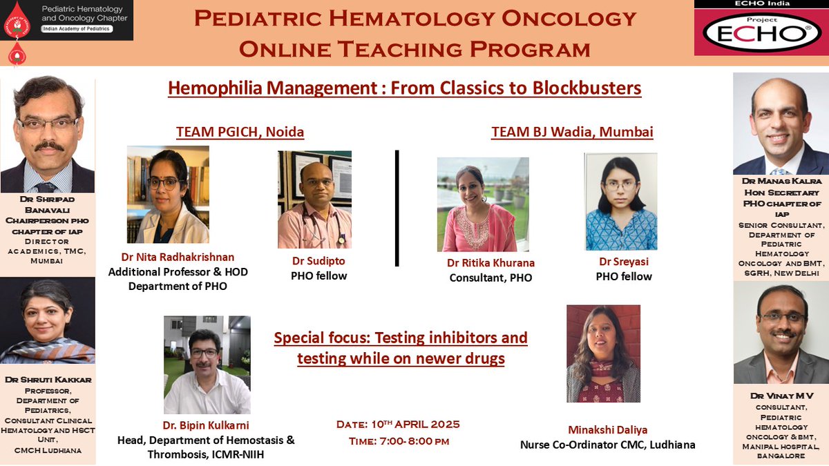 PHO INDIA (@pho_india) on Twitter photo #Blockurdate
Date: 10th April(Thursday)
Time: 7-8 pm IST
Hemophilia: Get your FACT(or)s right
<a href="/MunikotyVinay/">Vinay Munikoty Venkatesh</a> <a href="/DrManasKalra1/">Dr Manas Kalra</a> <a href="/Satyayadav__/">Satya Prakash Yadav</a> <a href="/DrNehaRastogi1/">Dr Neha Rastogi</a> <a href="/drsilkyjain/">Silky Jain</a> <a href="/DrShrutiKakkar/">Shruti Kakkar</a> <a href="/DocSopori1993/">Dr Ayush Sopori</a> <a href="/nr_pedhemonc/">Nita Radhakrishnan</a> <a href="/DrAditya2935/">Aditya Gupta</a> <a href="/drshweta_pedonc/">Shweta Bansal</a> #Blockurdate
Date: 10th April(Thursday)
Time: 7-8 pm IST
Hemophilia: Get your FACT(or)s right
<a href="/MunikotyVinay/">Vinay Munikoty Venkatesh</a> <a href="/DrManasKalra1/">Dr Manas Kalra</a> <a href="/Satyayadav__/">Satya Prakash Yadav</a> <a href="/DrNehaRastogi1/">Dr Neha Rastogi</a> <a href="/drsilkyjain/">Silky Jain</a> <a href="/DrShrutiKakkar/">Shruti Kakkar</a> <a href="/DocSopori1993/">Dr Ayush Sopori</a> <a href="/nr_pedhemonc/">Nita Radhakrishnan</a> <a href="/DrAditya2935/">Aditya Gupta</a> <a href="/drshweta_pedonc/">Shweta Bansal</a>