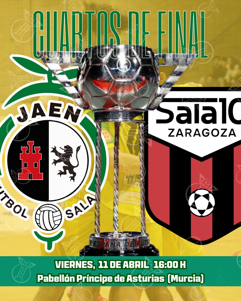 🤩 ¡El sueño empieza este 𝘃𝗶𝗲𝗿𝗻𝗲𝘀!

⚽️ 16:00 🆚 <a href="/WanapixSala10/">Wanapix</a> 
🏟️ Pabellón Príncipe de Asturias (Murcia)

📺 YouTube <a href="/rfef/">RFEF</a> 

#SomosJaén💛#FuturoAmarillo #CopaDeEspañaJuvenil