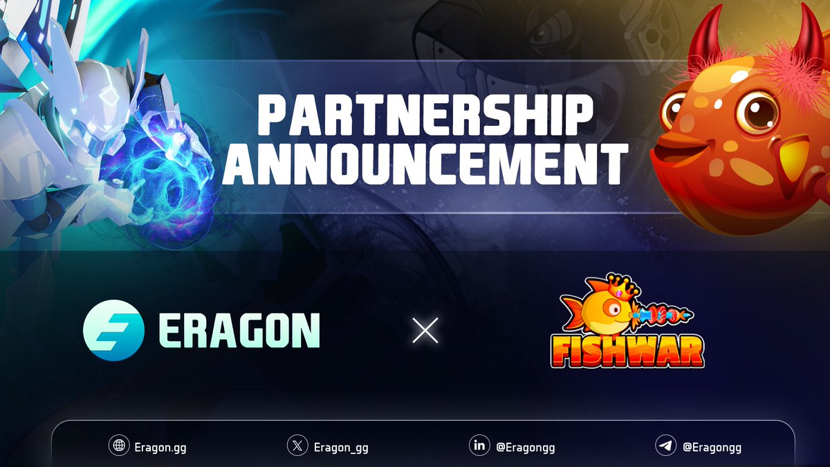 #ERAGON 🤝 <a href="/FishWarOfficial/">Fishwar.io</a>  — A Powerhouse #GameFi Partnership Begins

We’re excited to officially announce our strategic partnership with FishWar, the AI-powered GameFi innovator on SEI Network.

🌍 This is just the beginning.
Stay tuned for upcoming integrations, exclusive