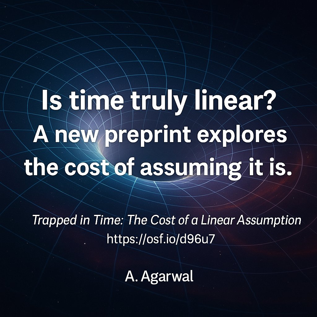 AshmikaAgarwal's tweet photo. Is time truly linear? A new preprint explores the cost of assuming it is.
Explore a sci-fi–flavored rethink grounded in real questions.
Read: https://t.co/rblB8FZUv0
#NonLinearTime #SciTheory #TimeIllusion #OSFPreprint #phyborg
https://t.co/hIWbUNQJCk
Looking fwd... https://t.co/Uio8R9pPLS