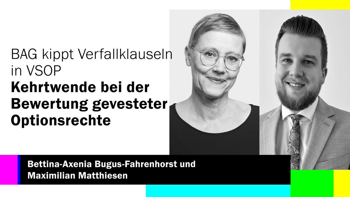 💼  In einer aktuellen Entscheidung hat das Bundesarbeitsgericht  klargestellt: Verfallsklauseln in arbeitsvertraglichen VSOP-Regelungen sind unwirksam, wenn sie nicht den  Mindestanforderungen an Transparenz und Fairness genügen. 📖 skwschwarz.de/news/bag-kippt… #Arbeitsrecht #VSOP