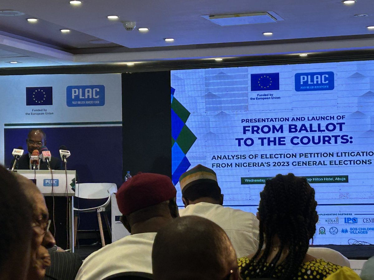 Community Life Project (CLP) (@clpnigeria) on Twitter photo Clement Nwankwo, ED, PLAC welcoming participants to the Presentation and Launch of the Report “From Ballot to the Courts: Analysis of the Election Petition Litigation from Nigeria’s 2023 Elections” The courts have become an important part of elections in Nigeria. <a href="/SituationRoomNg/">Situation Room</a> Clement Nwankwo, ED, PLAC welcoming participants to the Presentation and Launch of the Report “From Ballot to the Courts: Analysis of the Election Petition Litigation from Nigeria’s 2023 Elections” The courts have become an important part of elections in Nigeria. <a href="/SituationRoomNg/">Situation Room</a>