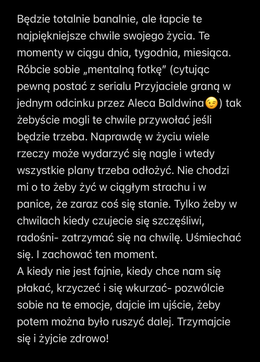 Tak się życie toczy. Na jakiś czas będę kursować między domem a Instytutem Onkologii. Zaczynamy drugi etap leczenia. Czy się boję? Tak. Czy się poddam? Nie ma mowy 😁 ogólnie wyniki są dobre, tylko trzeba już wszystkich wykurzyć 😁 mała wiadomość ode mnie dla Was ❤️