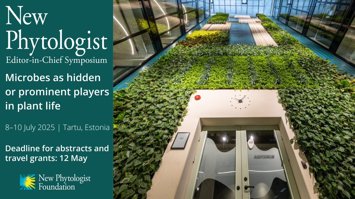 Join us for our Editor-in-Chief Symposium: Microbes as hidden or prominent players in plant life, hosted by Maarja Öpik!

🗺 Tartu, Estonia
📅 8–10 July 2025

💡 Abstract and travel grant deadline: 12 May

🔗 ow.ly/CwK150Vxgj8