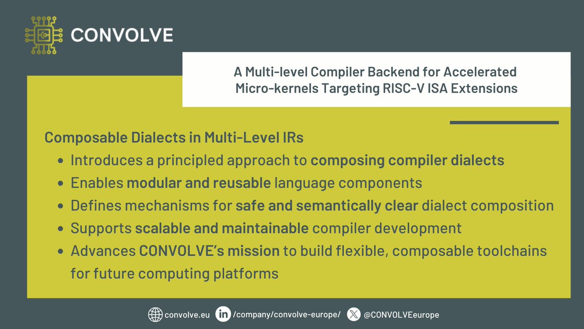🔗 Toward composable, scalable compilers for the future of computing.

This new paper explores how to build modular, reusable compiler components by composing dialects in multi-level IRs. The authors propose mechanisms for defining and combining dialects in a principled way, with