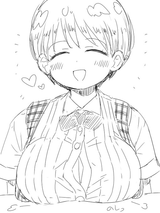 神戸屋のお姉さん絵が最近ご無沙汰なので描いた。お団子頭もいいけどショートカットもいいな～ 