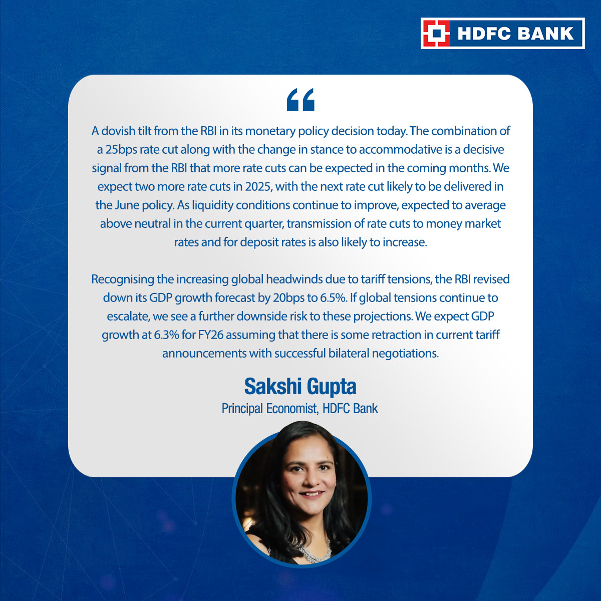 Ms. Sakshi Gupta, Principal Economist at .<a href="/HDFC_Bank/">HDFC Bank</a>, shares her views on the RBI’s credit policy.

#HDFCBank #RBI #News