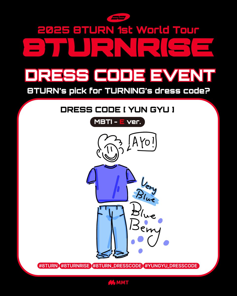 _mymusictaste's tweet photo. MBTI type: E? Then this lookโs for you!
#8TURN #8TURNRISE #8TURN_DRESSCODE #MINHO_DRESSCODE #YOONSUNG_DRESSCODE #KYUNGMIN_DRESSCODE #YUNGYU_DRESSCODE https://t.co/EvdmdxMqxz