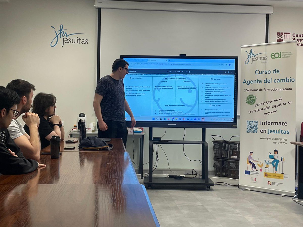 jesuitasrioja's tweet photo. 🚀 ¡Nuevos agentes del cambio en acción! Este jueves hemos celebrado la presentación de los Planes de Transformación Digital del tercer curso del programa Agentes del Cambio.
👩‍💻👨‍💻 Trece profesionales formados en nuestro centro, en coordinación con la Escuela de Organización Industrial (EOI), y con financiación de la Unión Europea - Fondos Next Generation, están ya listos para liderar la innovación digital en sus organizaciones.
📍 Un proyecto que suma al compromiso del Colegio Jesuitas Rioja con la formación continua, el impulso a la transformación y la apuesta por un futuro más conectado, humano y sostenible.
✨ ¡Enhorabuena a esta nueva generación de agentes que inspiran y transforman!
#AgentesDelCambio #TransformaciónDigital #EOI #FondosNextGenerationEU #Excelenciahumana 
@eoi @educsi