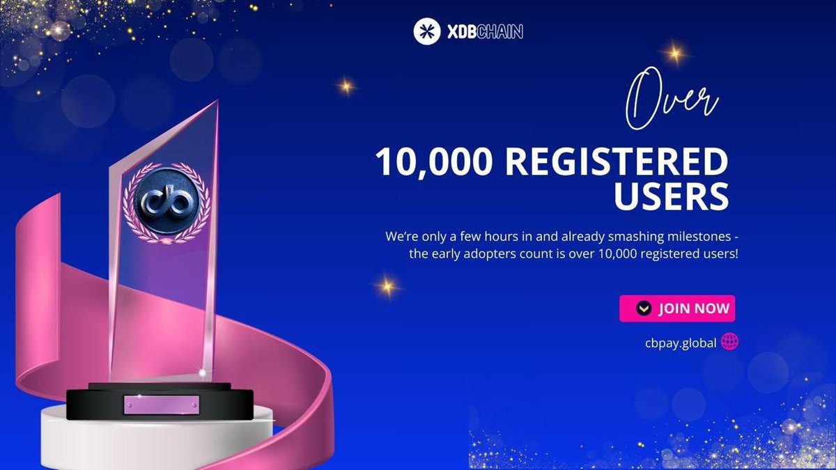 CBPAY Came to Win — And So Did 10,000+ Early Birds!

If you haven’t joined the wave yet, grab your spot here: cbpay.global/onboarding?ref…
We’re only a few hours in and the early adopter count is already flying past 10,000 users — super awesome!

People are loving the instant sign-up