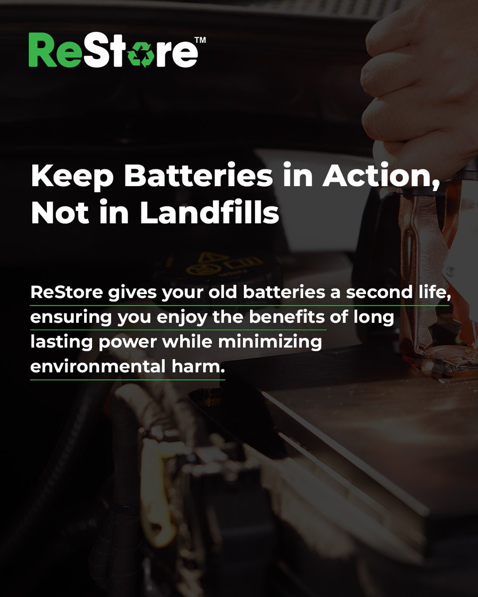 Restorelife_'s tweet photo. Every battery deserves a second chance. Let’s power the future, not the landfills. 🌎

Visit: https://t.co/3b6HwrbWkI

#ReStore #ReStoreBatteries #PoweredByReStore #ReStoreRevolution #ReStoreGreen #ReStoreEnergy #ReStoreThePlanet #ThinkReStore #ReStoreLife #ReStoreResponsibly https://t.co/XLaOBlVGng