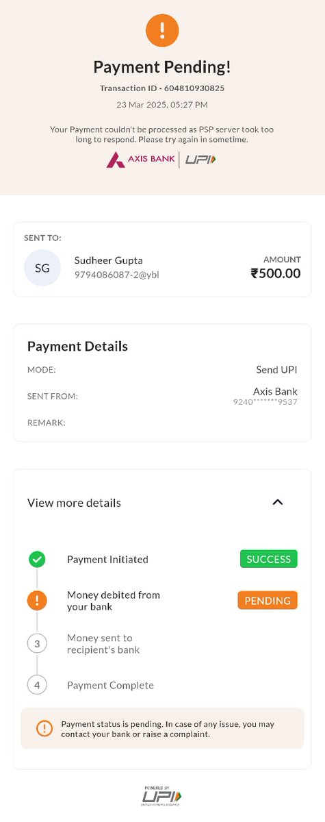 AnkitGupta1001's tweet photo. #AxisBank mere account se paise kat gye hai abhi tak vapas nhi aya hai jo ki kafi din ho gye hai. Koi jankari  nhi mili hai kab tk. Vapas ayega @AxisBank @AxisBankSupport @AxisMyIndia @UPI_NPCI @NSDL_Depository https://t.co/8Mqmw8nXsb