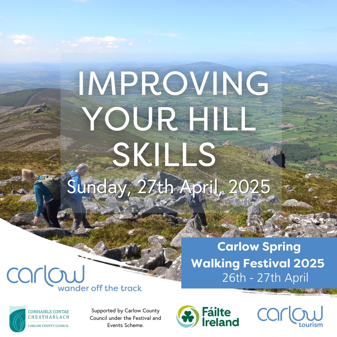 carlowtourism's tweet photo. Join us on April 27th for a mountain walk focusing on hill walking skills and getting the most from your walking trips!🏞️

Book now: https://t.co/71BazNXRCr

@Carlow_Co_Co @Failte_Ireland #WanderOffTheTrack https://t.co/uy2aB5vBjq