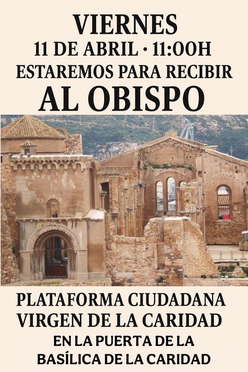 CatedralCT's tweet photo. Como todos los años el Viernes de Dolores a las 11:00h recibiremos al Obispo de Cartagena para recordarle que tenemos la Catedral de Cartagena en el suelo.
#PCVC https://t.co/N0xTa4cP98