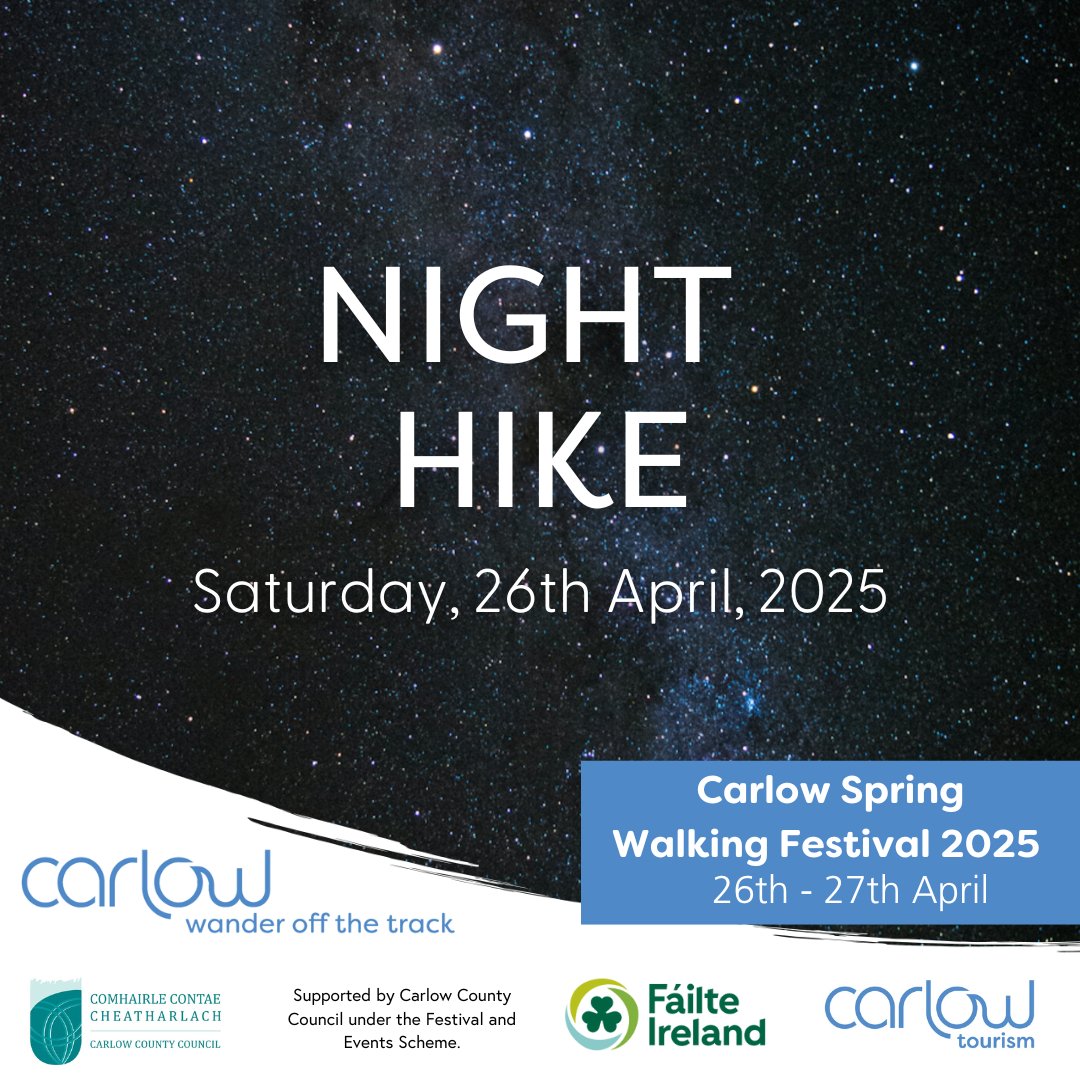 carlowtourism's tweet photo. 🌙Experience the magic of the Blackstairs Mountains by night on April 26th! Enjoy stunning views of Carlow with an experienced guide.

Book now: https://t.co/nOGvBTC5ae

@Carlow_Co_Co @Failte_Ireland #WanderOffTheTrack https://t.co/1rPCffrTXM