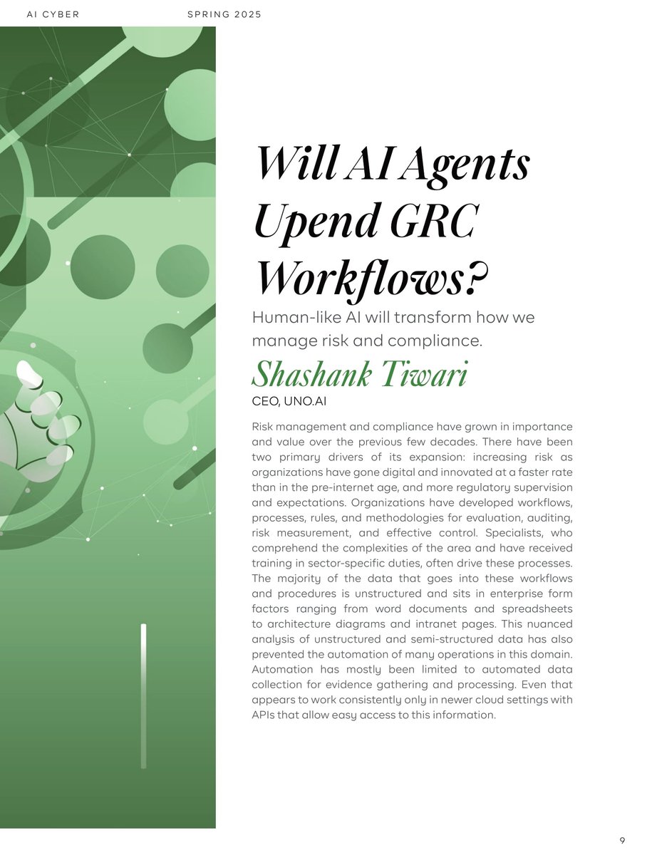 Sisinerd's tweet photo. If you care about getting Governance, Risk &amp; Compliance (GRC) right with AI Agents, then this OP-ED by Shashank Tiwari is a must-read. https://t.co/03XPEejW43