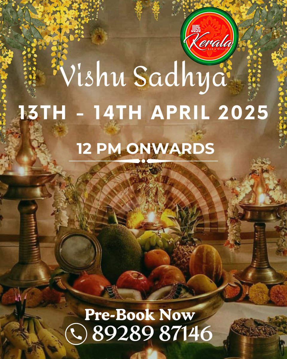 A Celebration of Kerala’s Rich Culinary Heritage! 🍽️🌿
A soulful feast of flavors, love, and heritage awaits! Treat yourself and your family to an authentic Vishu meal, made with age-old recipes and fresh ingredients. Book your table now!
.
.
.
.

#HappyVishu #KeralaSadhya
