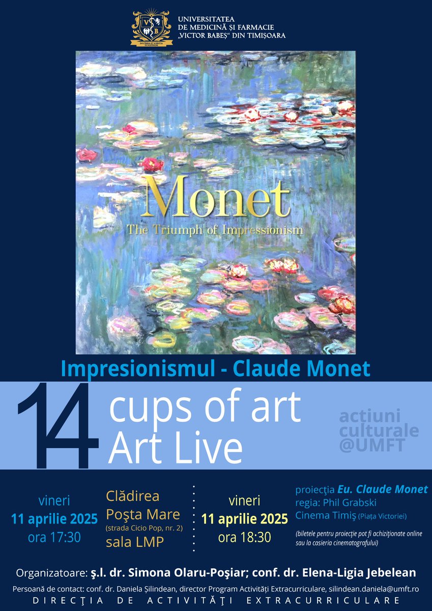 ✍️ Înscrierea prealabilă este recomandabilă și se face prin completarea acestui formular 👇
docs.google.com/forms/d/e/1FAI…
🎓 conf. univ. dr. Daniela Șilindean: 
📨 silindean.daniela@umft.ro

ℹ️ umft.ro/ro/6-14-cups-o…