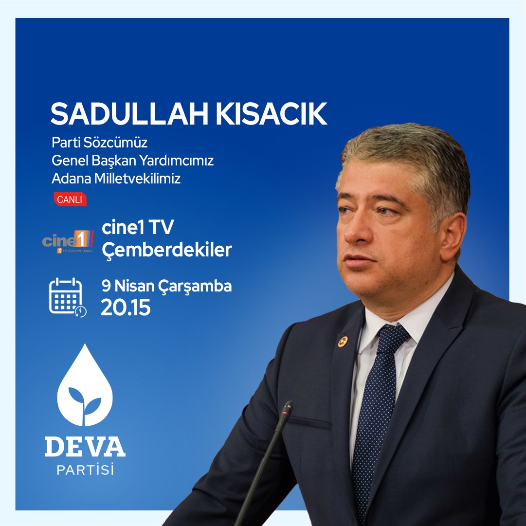 💧🌱 Adana Milletvekilimiz <a href="/sadullahkisacik/">Sadullah Kısacık</a> 9 Nisan Çarşamba,

🗓 BUGÜN

🕰 20.15'te

📺 <a href="/cine1tv/">CİNE1</a>’de <a href="/tchuseyinakgun/">Hüseyin AKGÜN</a> ile Çemberdekiler programında gündemi değerlendirecek.