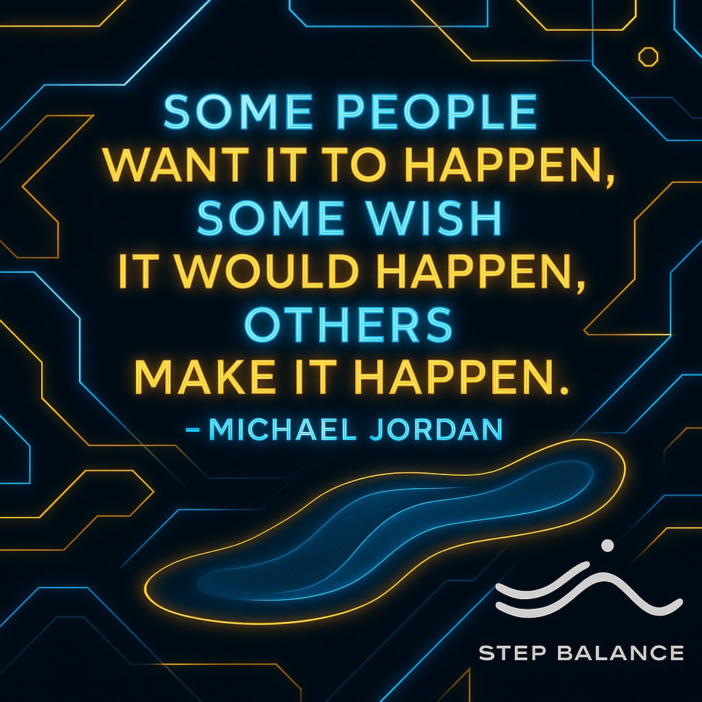 STEPBALANCE's tweet photo. “Some wait for change, others create it.” – Michael Jordan
Step Balance is all about action—like ensuring your feet get the support they need for every workout, shift, or daily routine. Don’t wait on comfort or performance; create it!
#StepBalance #FootHealth #MoveStronger #RecoverFaster