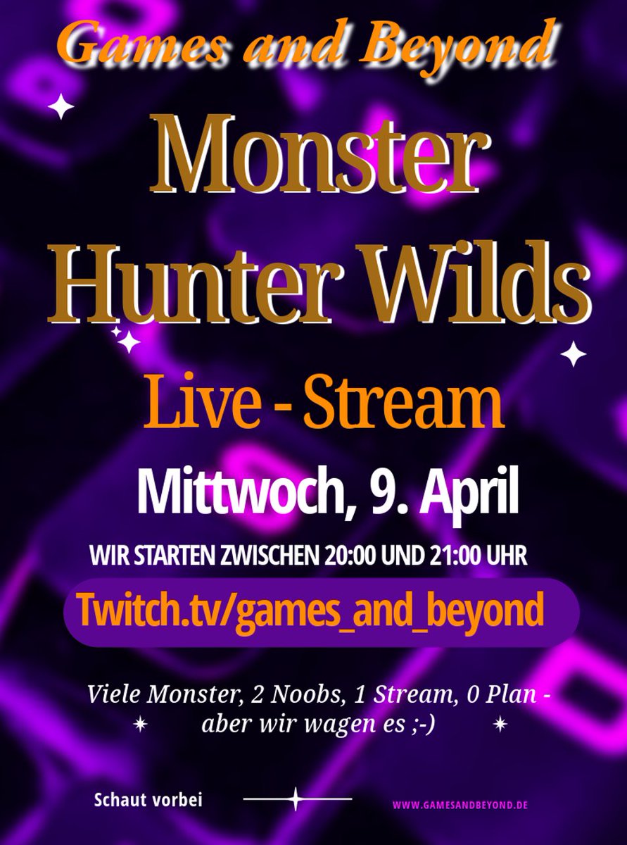 Gamesandbeyond_'s tweet photo. Heute Abend wieder Monster Hunter Wilds bei uns auf https://t.co/4Ym5DXw2UD 

Viele Grüße
Marco &amp; Martin https://t.co/fj573Y8PMM